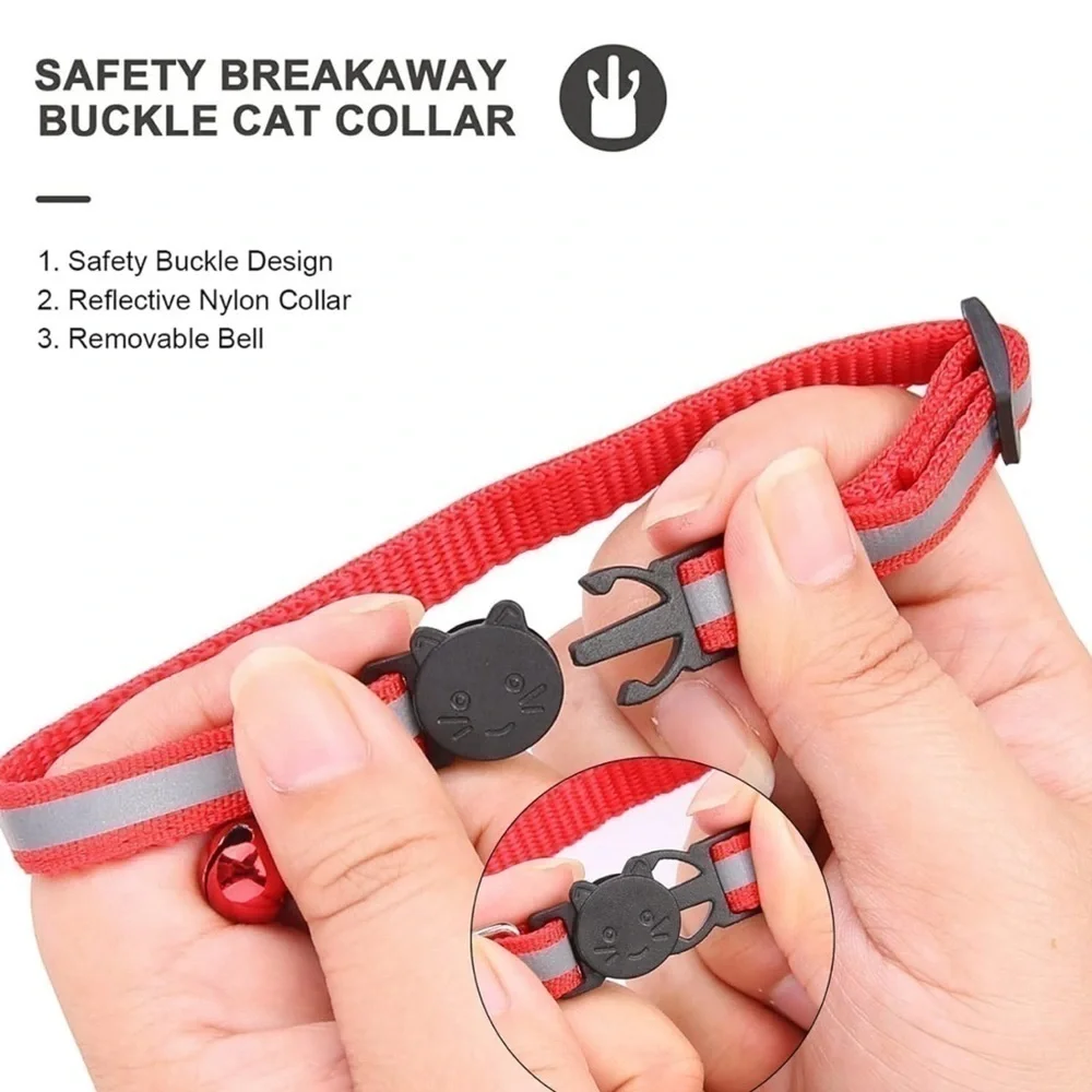 Cat Collar w/Air Tag holder,safety release,reflective, optional bell. - Picture 3 of 12
